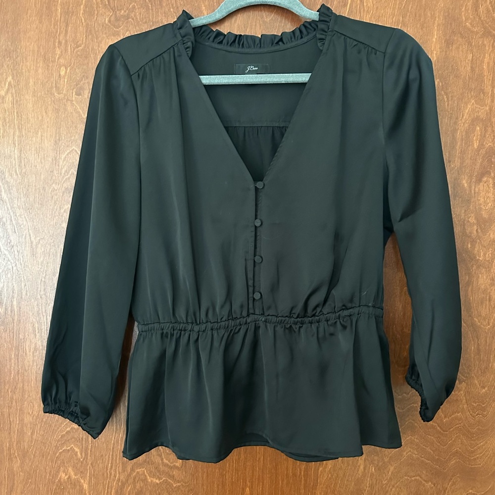 J Crew Black Satin Blouse